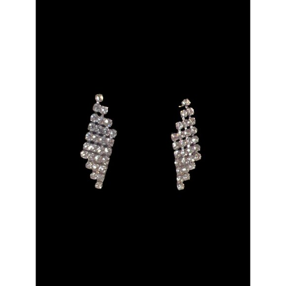 Kim Rogers Silver-Tone Rhinestone Cascade Earrings For Sensitive Ears - Picture 2 of 4
